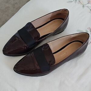 Kelly & Katie Burgundy Flats with Black Strap